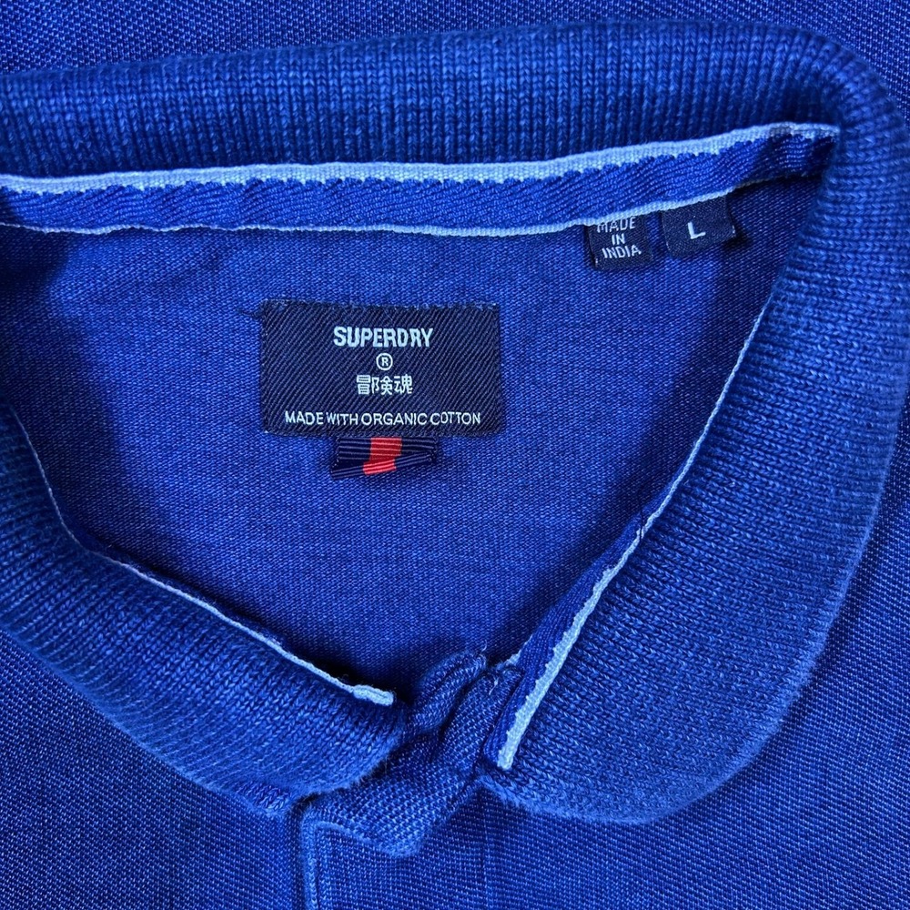 Superdry Classic Pique Polo Blue Men's Large Short Sleeve Cotton Preppy - Picture 3 of 11